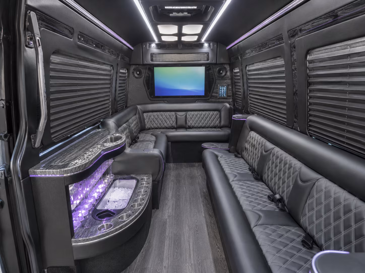 rancho cordova 28 passenger party bus inside