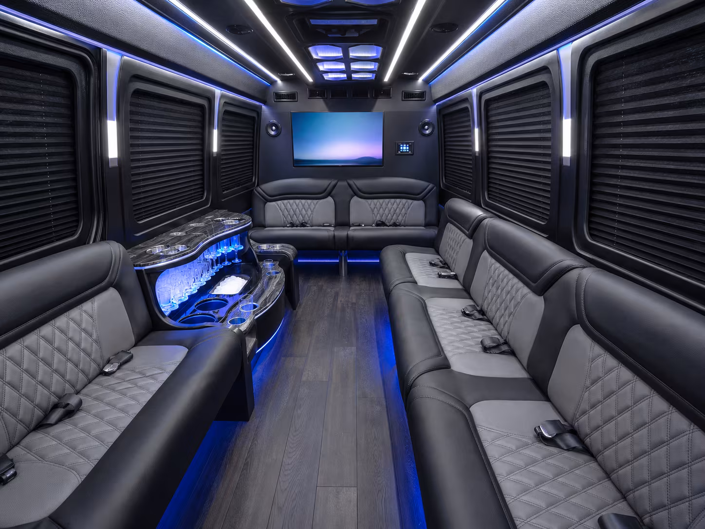 rancho cordova 30 passenger party bus inside
