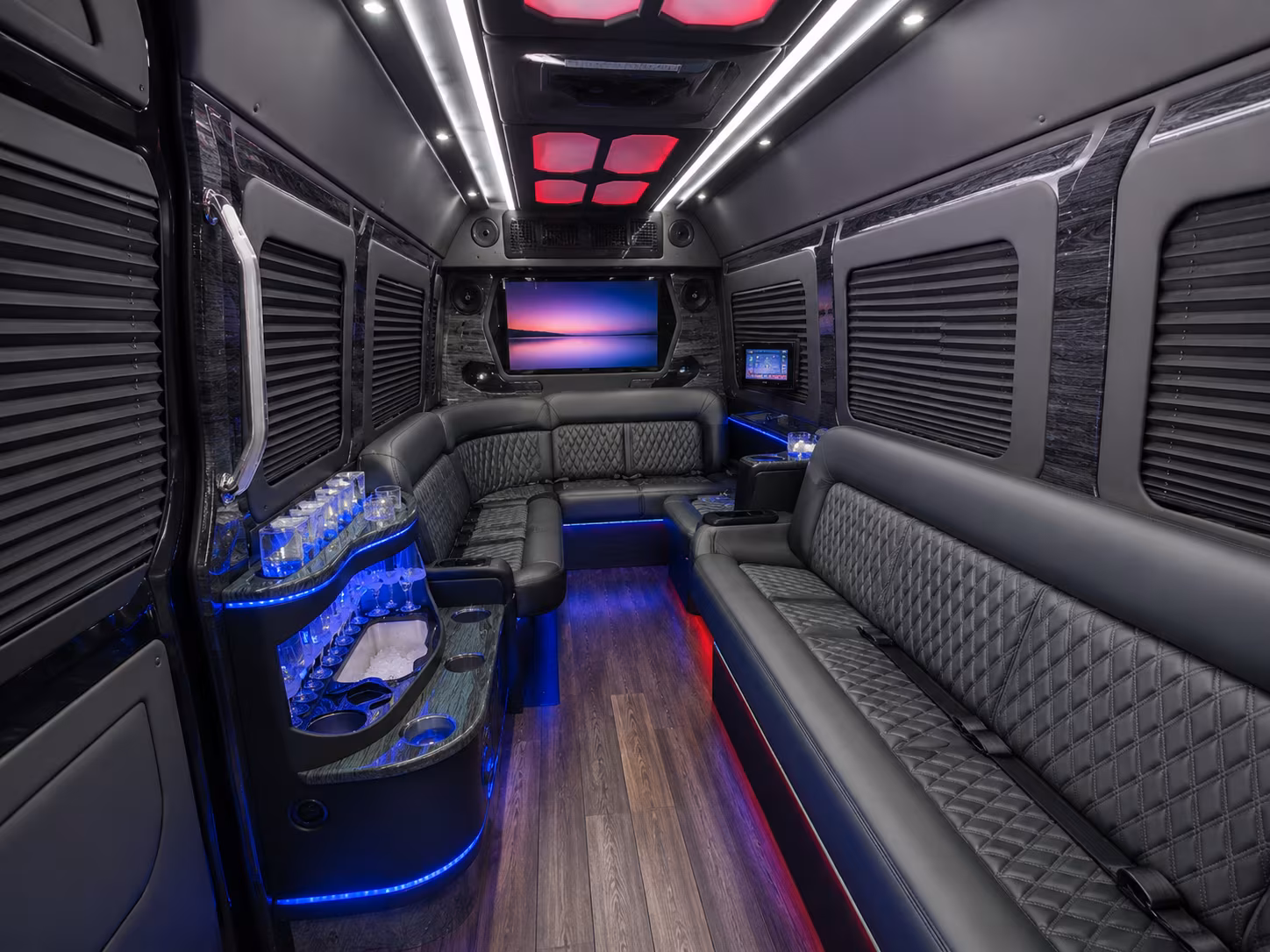 rancho cordova 40 passenger party bus interior