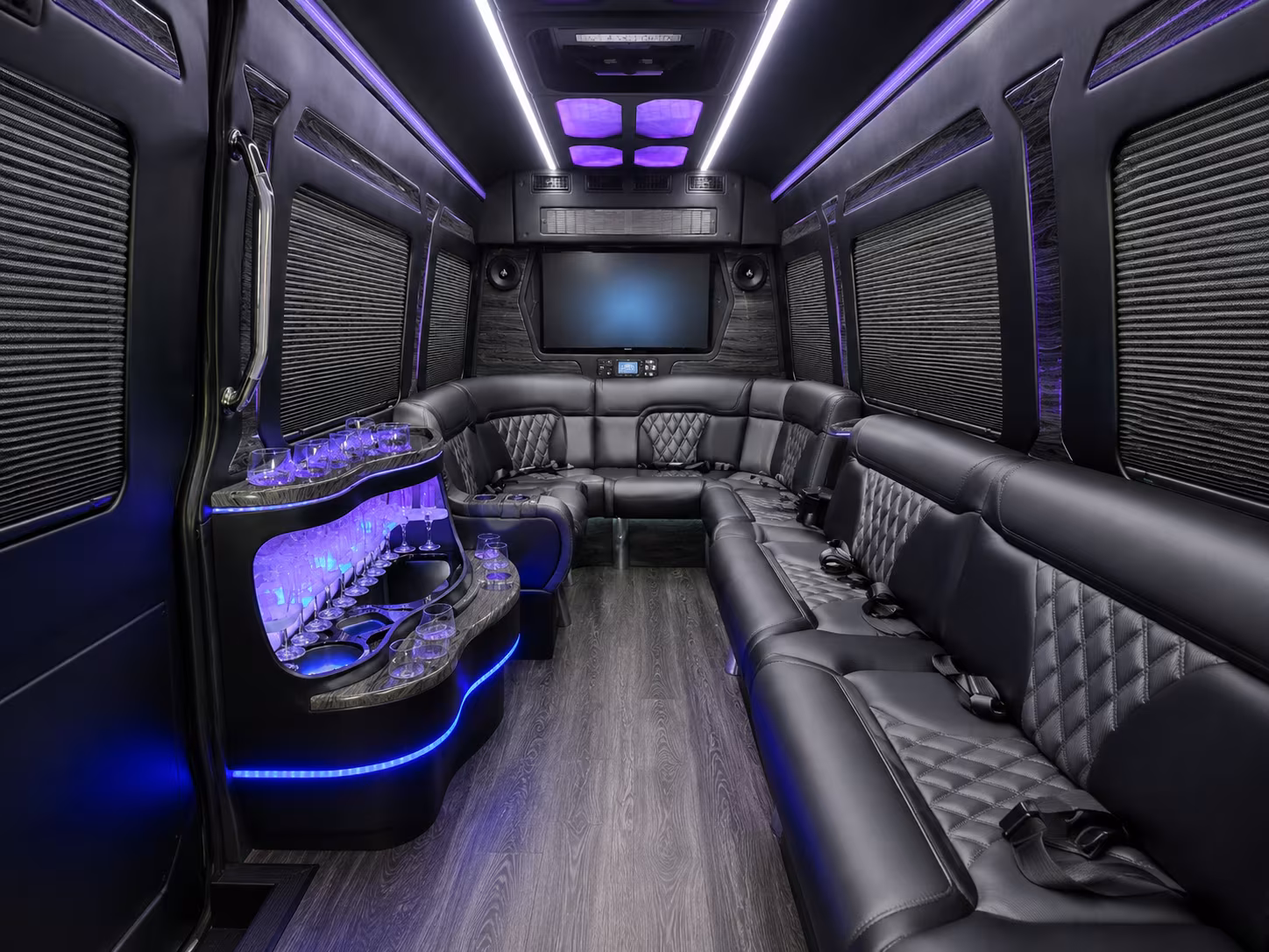 rancho cordova 50 passenger party bus inside
